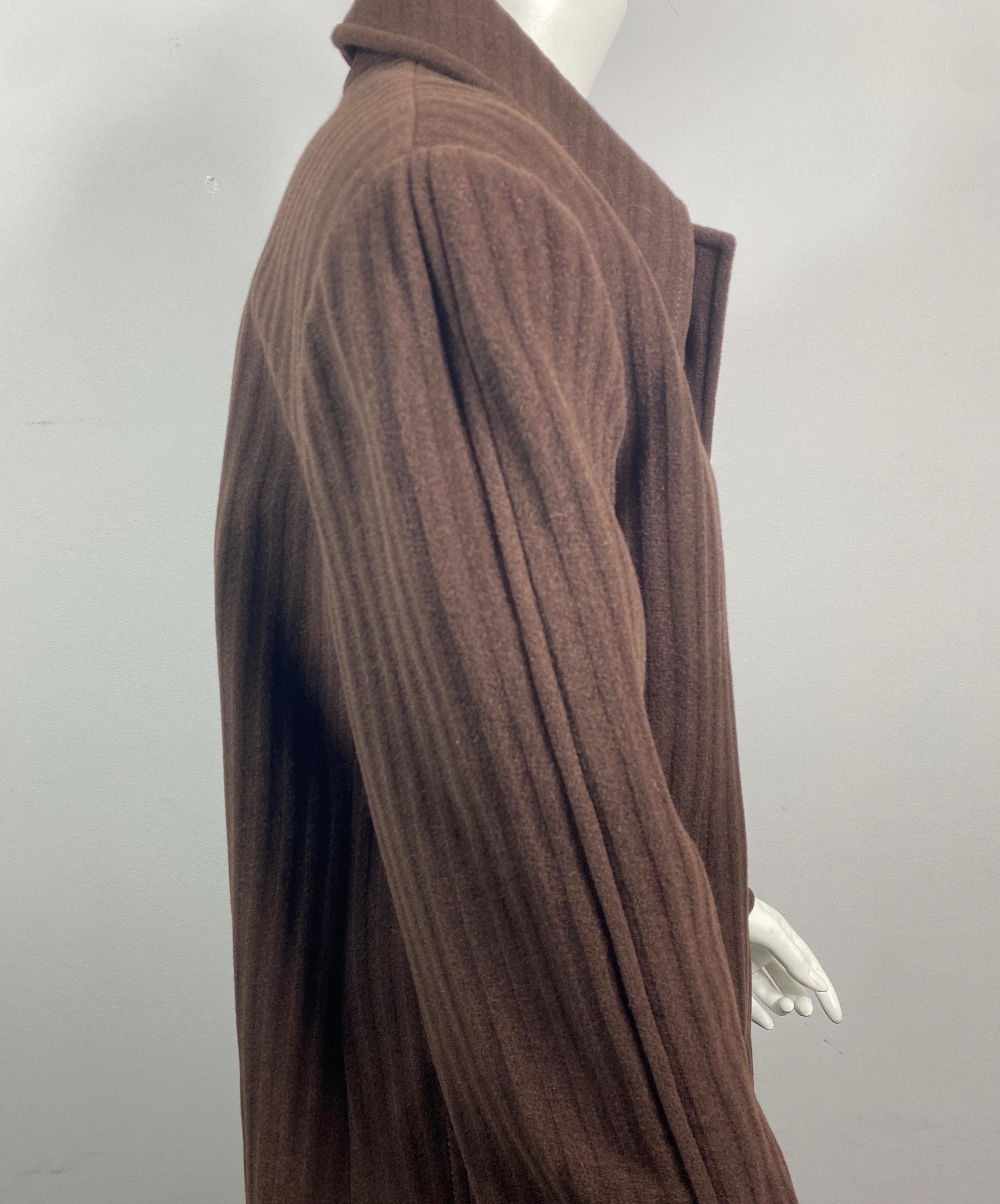 Valentino Boutique 1990's Vintage Brown Wolle langer Mantel - Größe 10 im Angebot 2