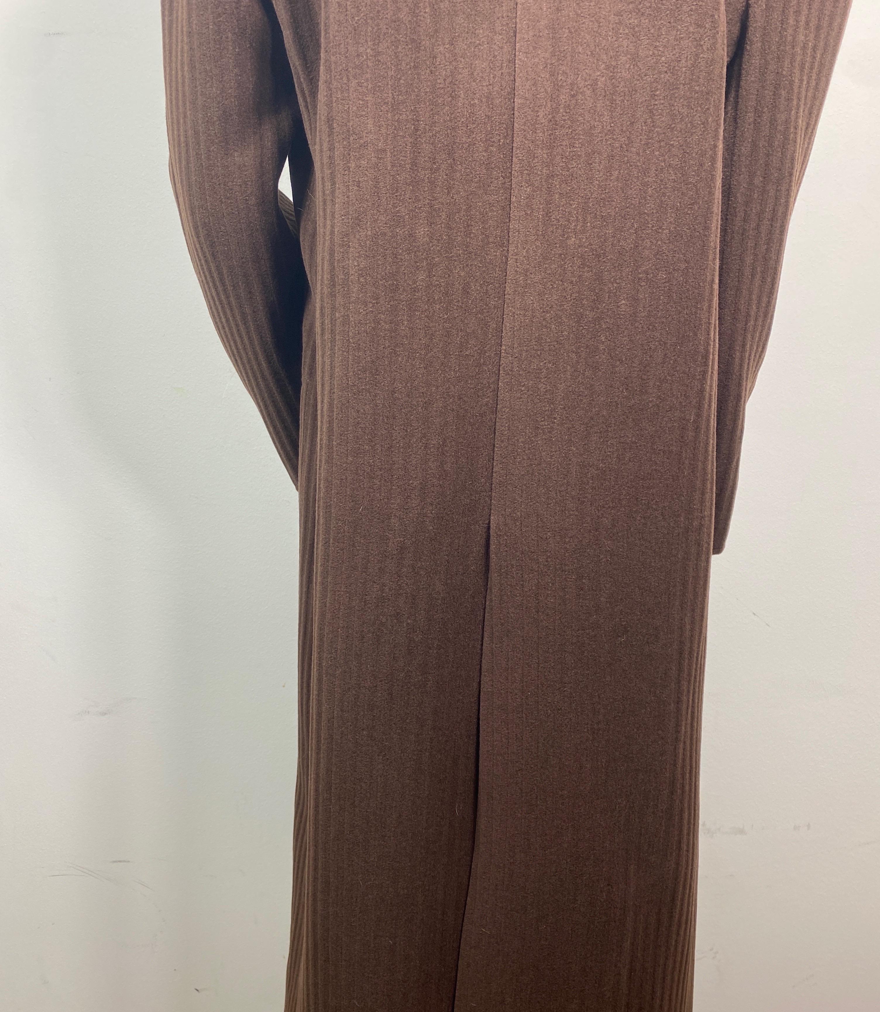 Valentino Boutique 1990's Vintage Brown Wolle langer Mantel - Größe 10 im Angebot 4