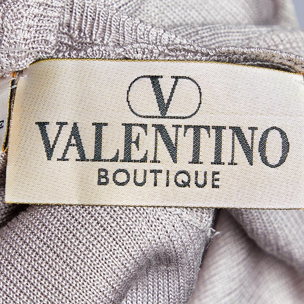Valentino Boutique Beige Knit & Lilac Silk Paneled Sleeveless Maxi Dress XL 1