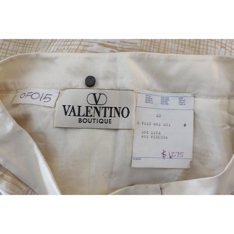 Valentino Boutique Beige Silk Velvet Pencil Skirt 1990s at 1stDibs