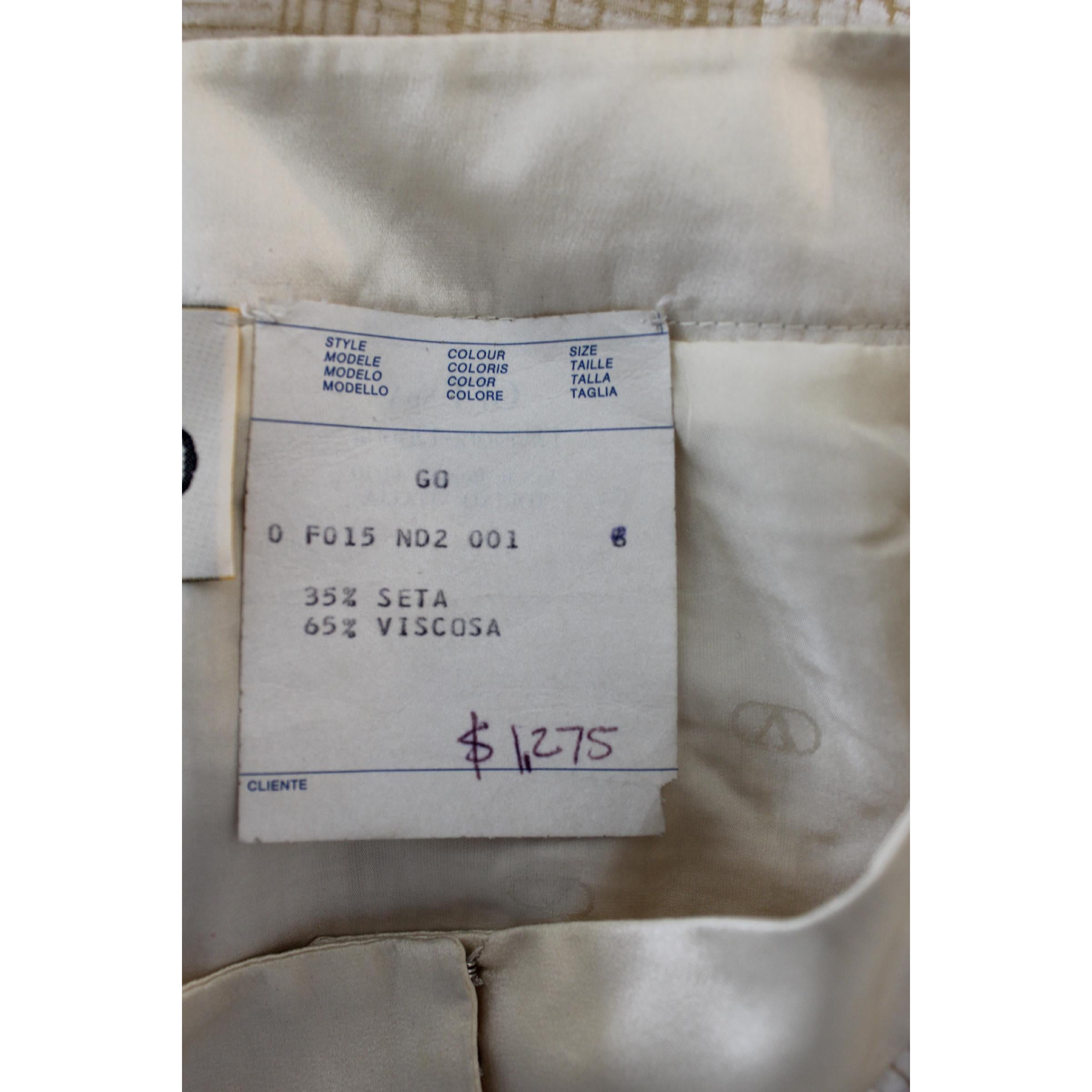 Valentino Boutique Beige Silk Velvet Pencil Skirt 1990s 3