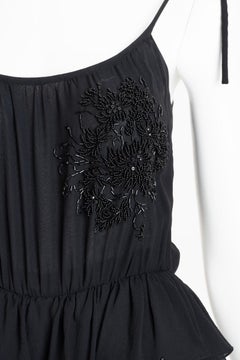 Valentino Boutique Black Beaded Silk Chiffon Evening Gown  Size US 6