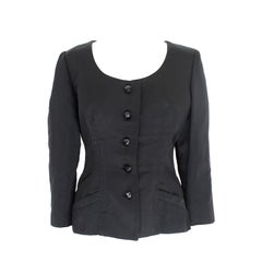 Valentino Boutique Black Silk Structured Evening Bolero Jacket Vintage 80s
