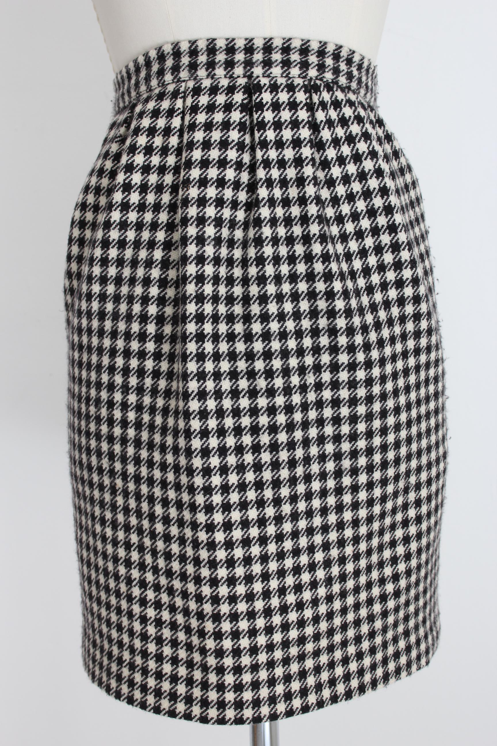 Valentino Boutique Black White Wool Houndstooth Evening Skirt Suit 1980s 3