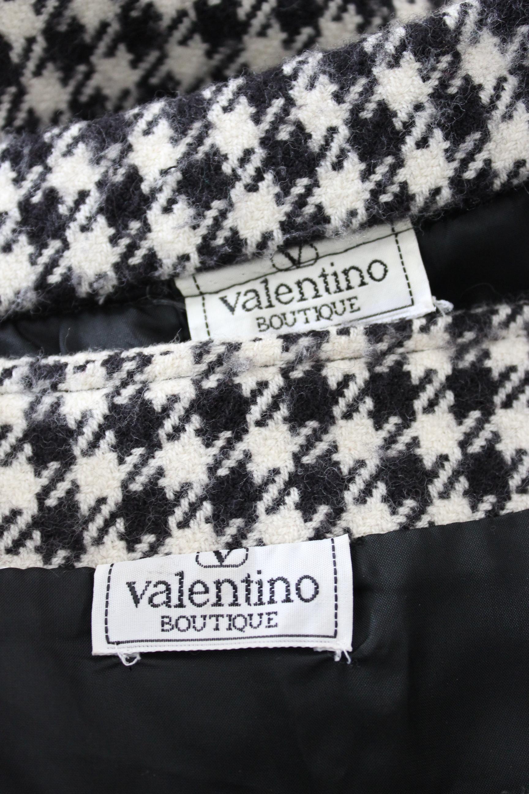 Valentino Boutique Black White Wool Houndstooth Evening Skirt Suit 1980s 4