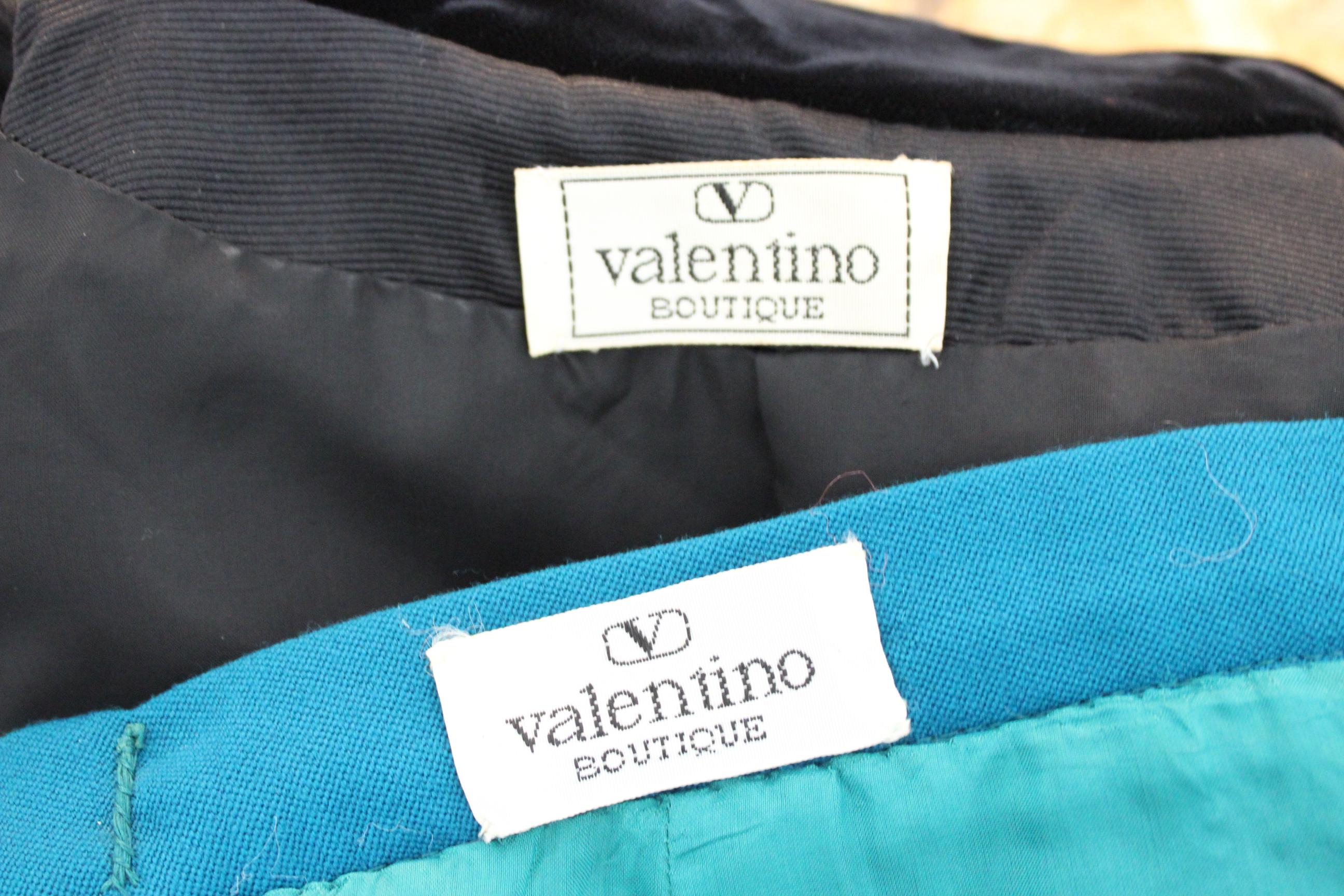 Valentino Boutique Blue Black Wool Velvet Swarosky Evening Skirt Suit 5
