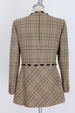 Valentino Boutique Brown Beige Wool Houndstooth Jacket 1980s