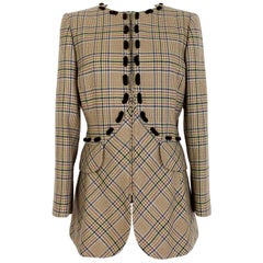 Vintage Valentino Boutique Brown Beige Wool Houndstooth Jacket 1980s