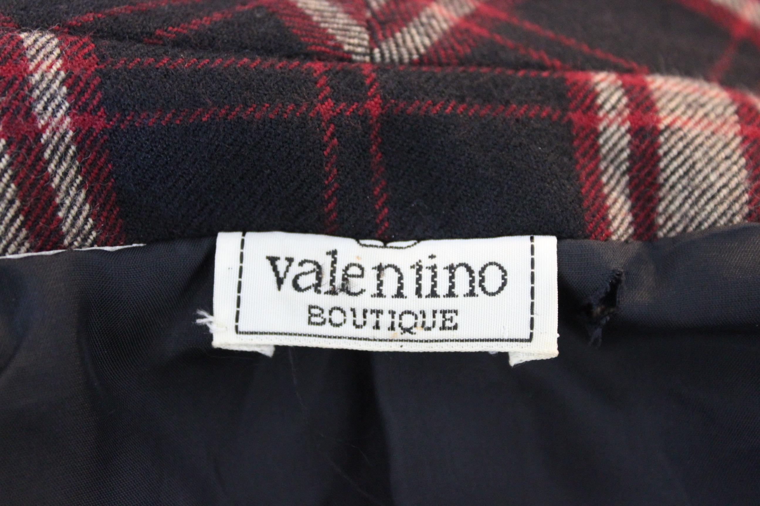 Valentino Boutique Brown Tartan Wool Check Short Cropped Jacket 1980s 1