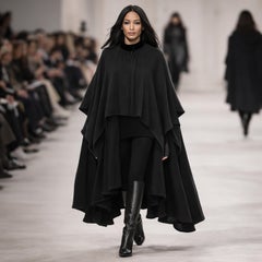 Valentino Boutique Cape Black Angora Wool Knit Caplet High Collar 1980s OSFM EUC