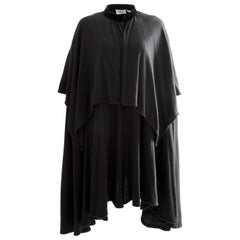 Valentino Boutique Cape Black Angora Wool Knit Caplet High Collar 1980s OSFM EUC