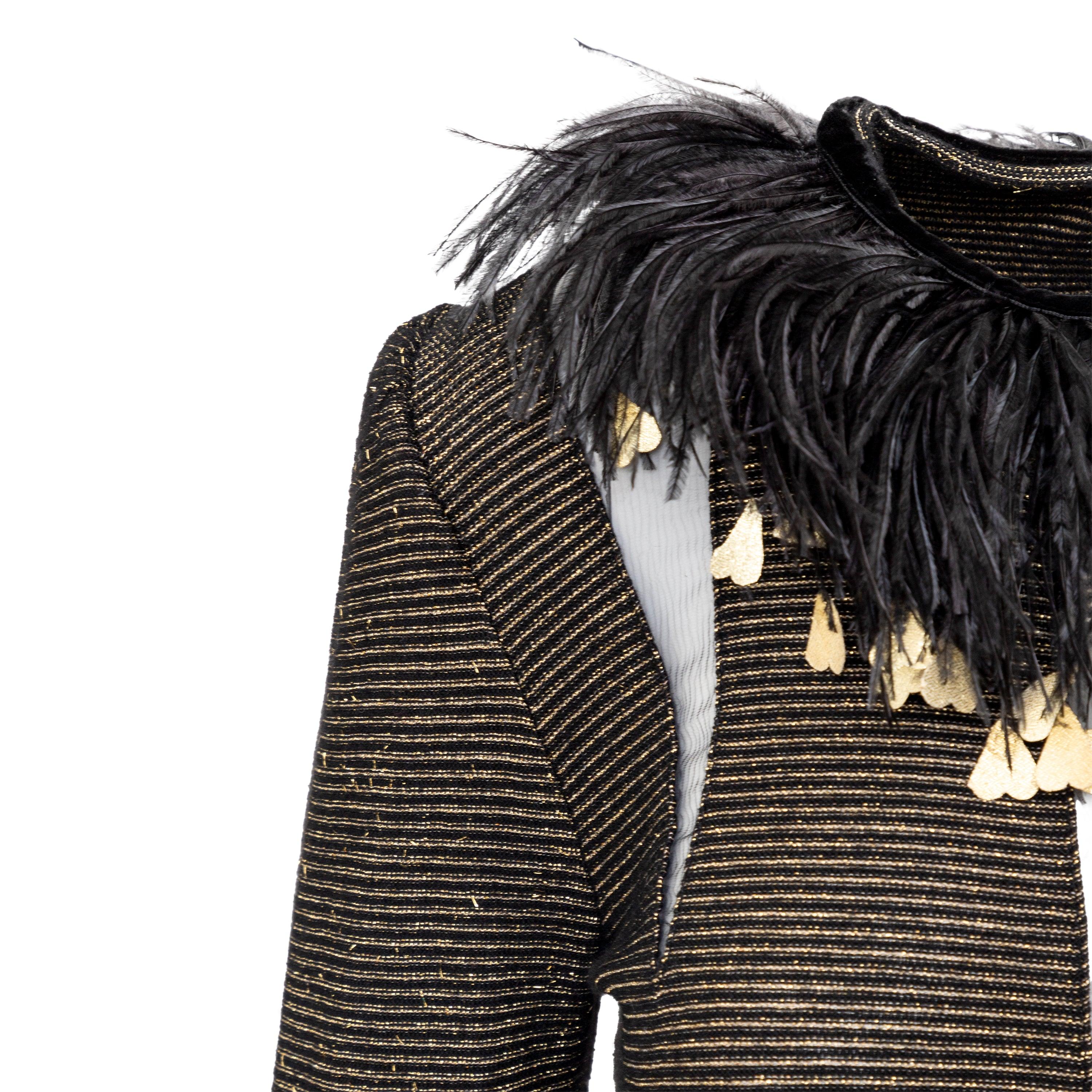 Valentino Boutique Feather Trim Top - '80s For Sale 1