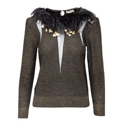 Valentino Boutique Feather Trim Top - '80s