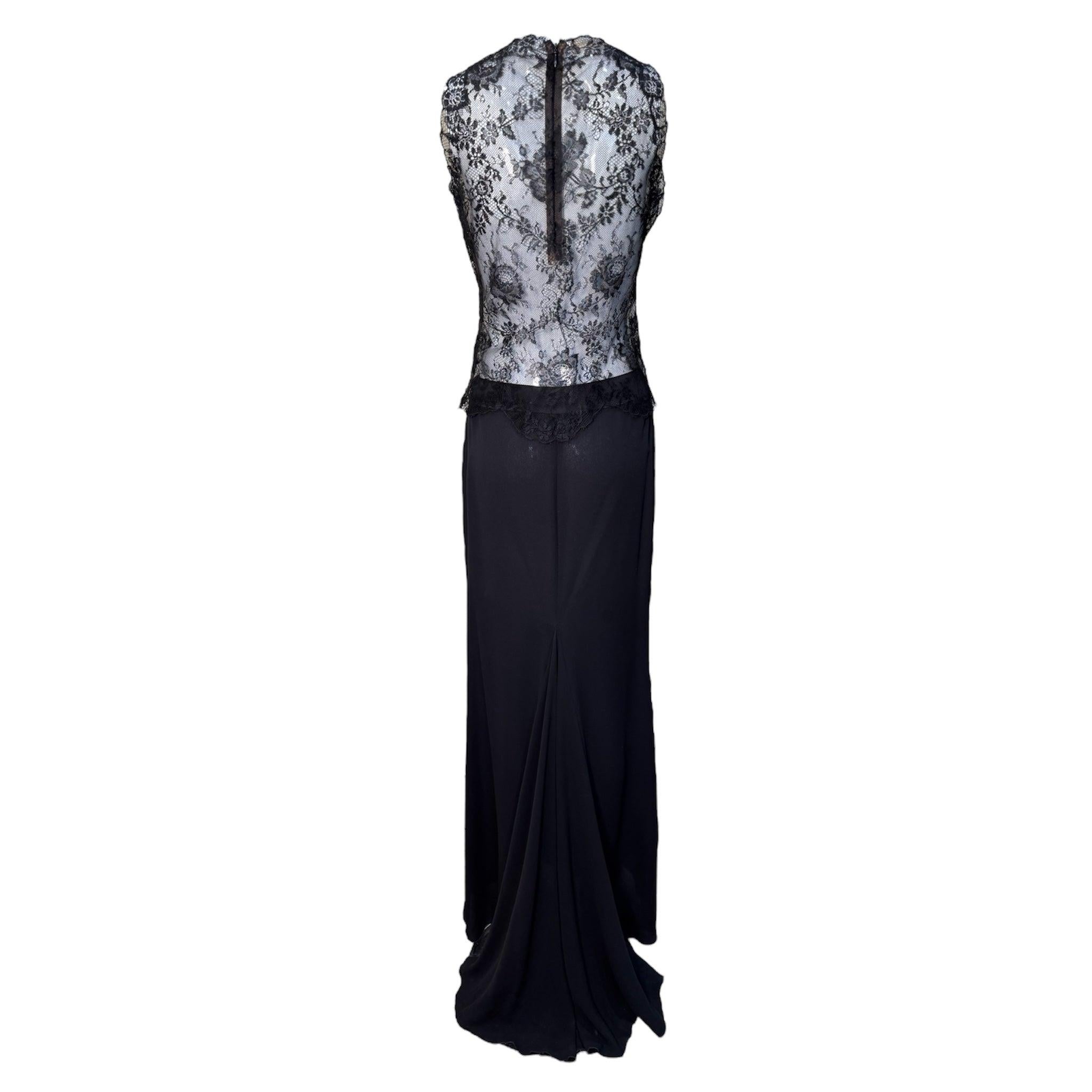 Conjunto de noche de tres piezas de georgette y encaje Valentino Boutique, años 90 Negro en venta