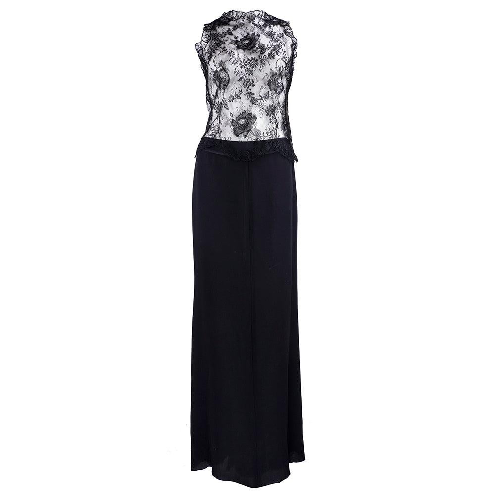 Conjunto de noche de tres piezas de georgette y encaje Valentino Boutique, años 90 en venta
