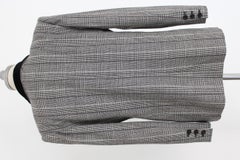Valentino Boutique Gray Prince of Wales Check Wool Velvet Neck Jacket 1980s