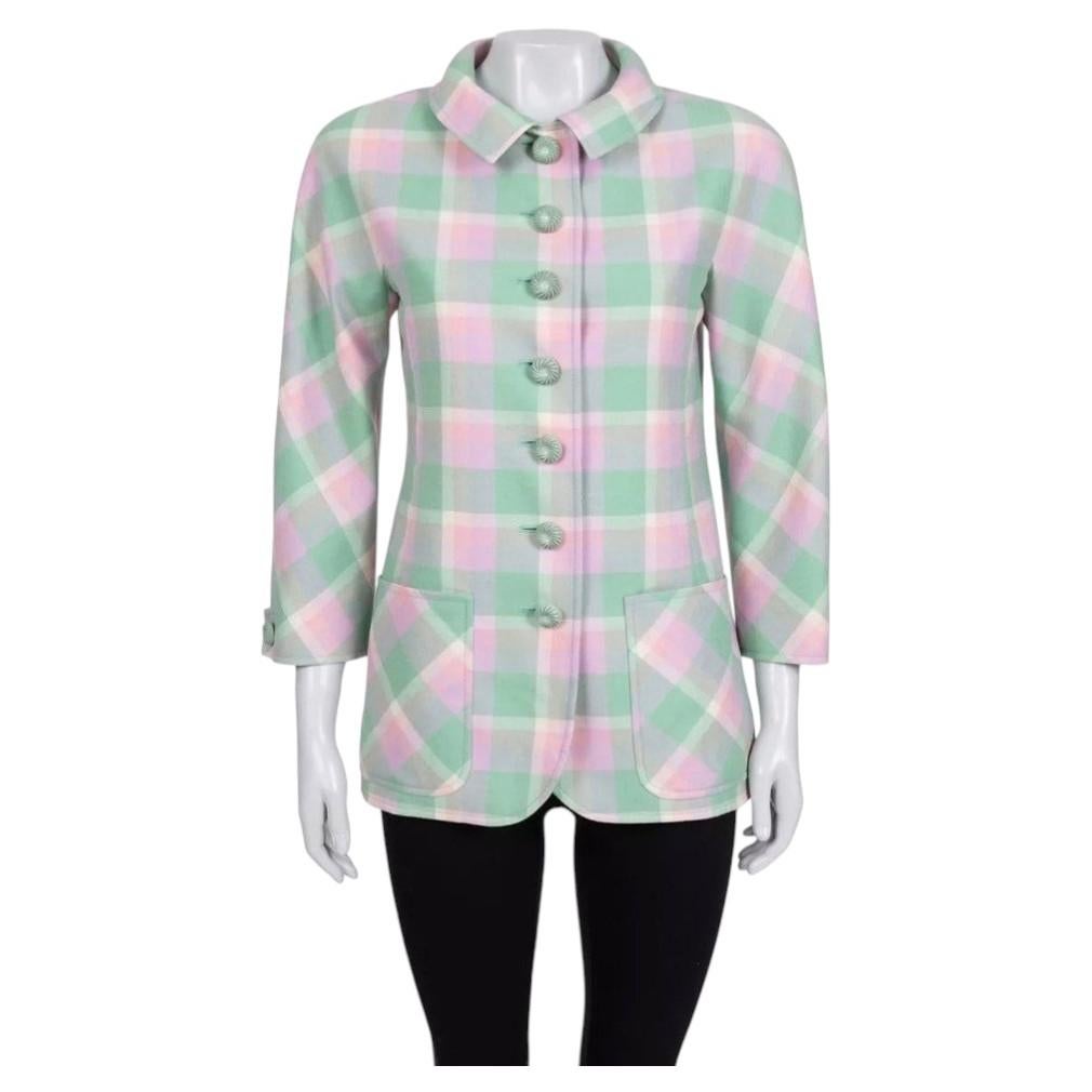 Valentino Boutique Green Plaid Cropped Coat US 6 / M