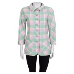 Valentino Boutique Green Plaid Cropped Coat US 6 / M