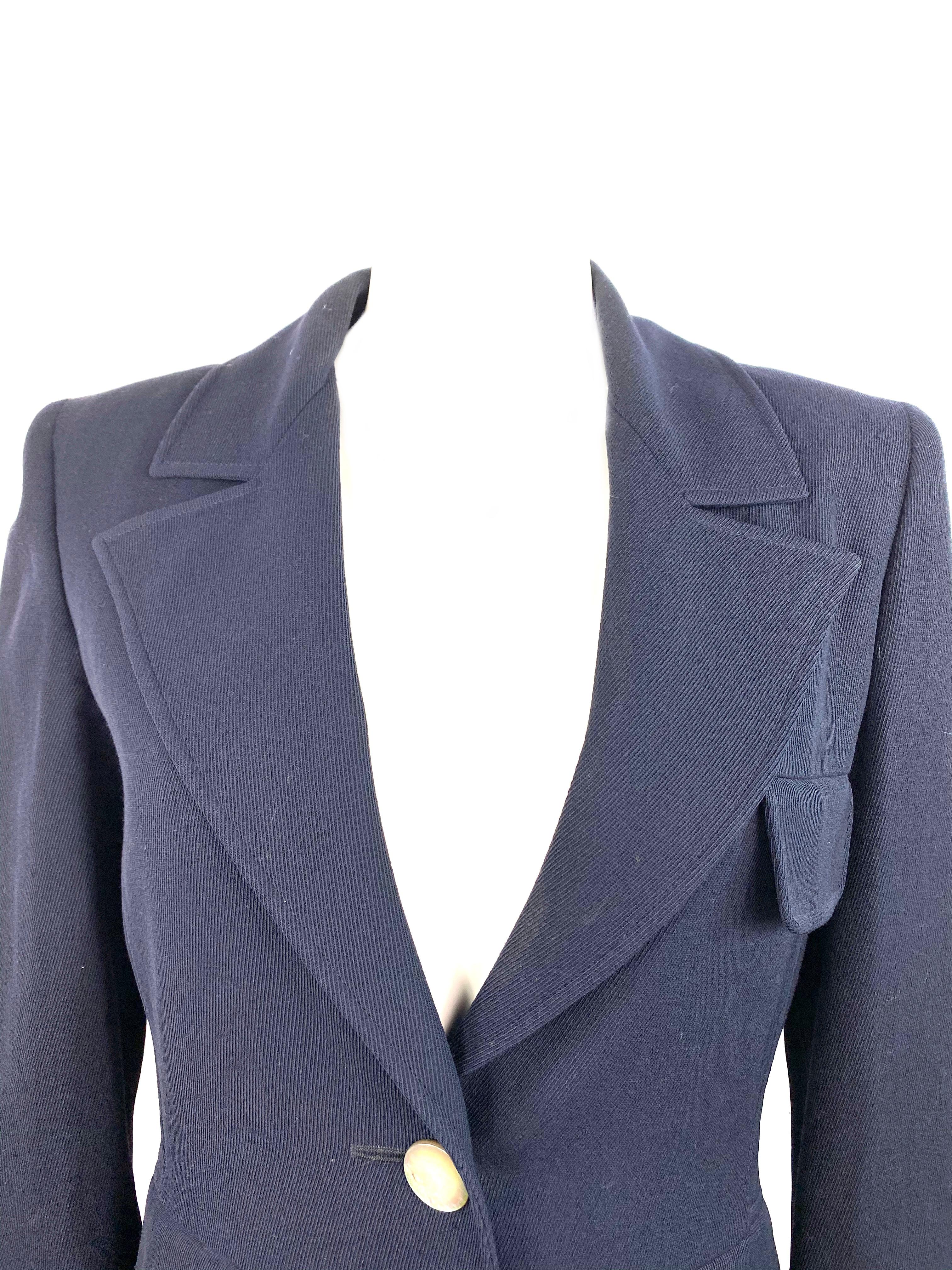 Purple Valentino Boutique Navy Blazer Jacket Size 6 For Sale