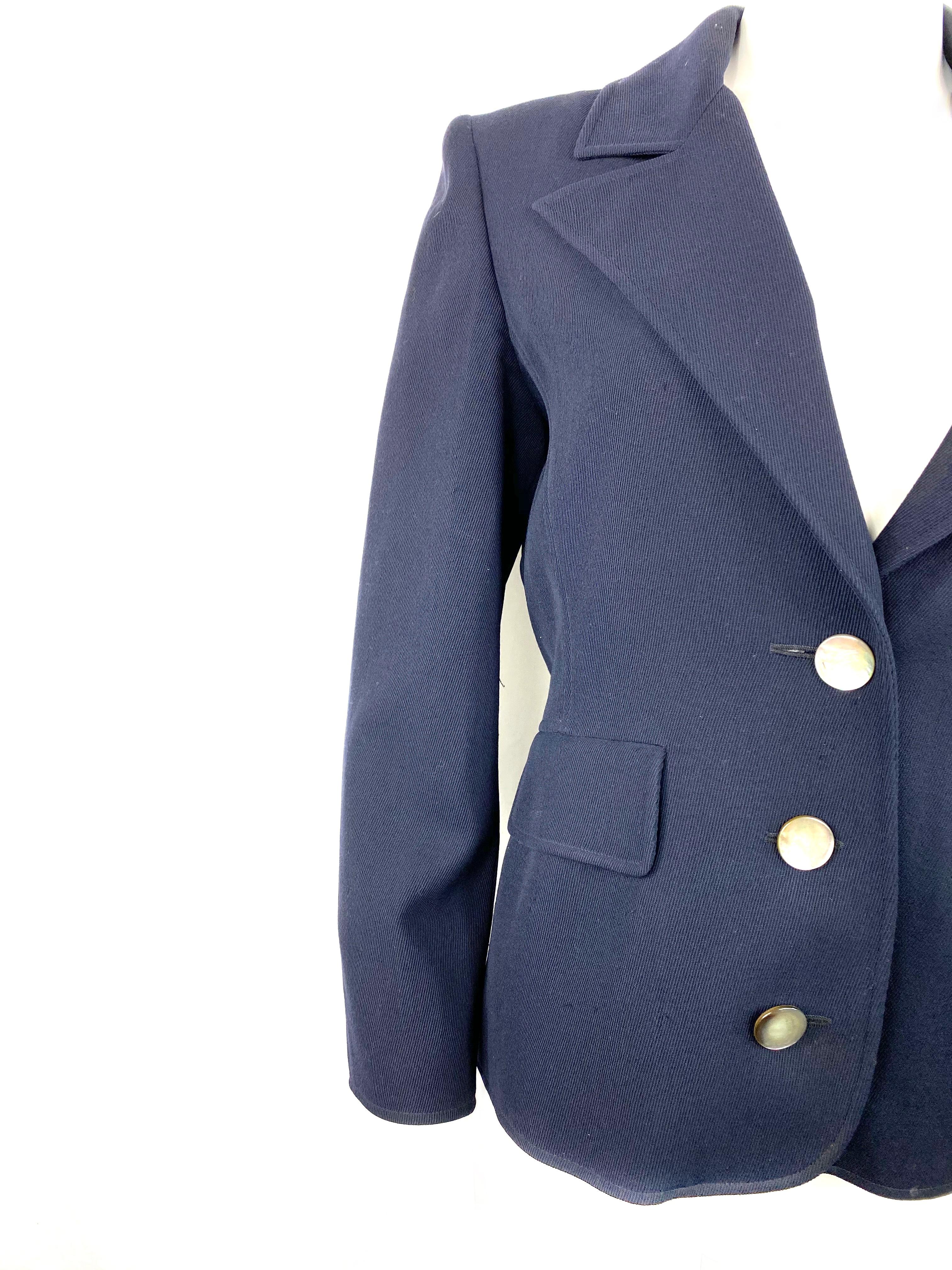Women's Valentino Boutique Navy Blazer Jacket Size 6 For Sale
