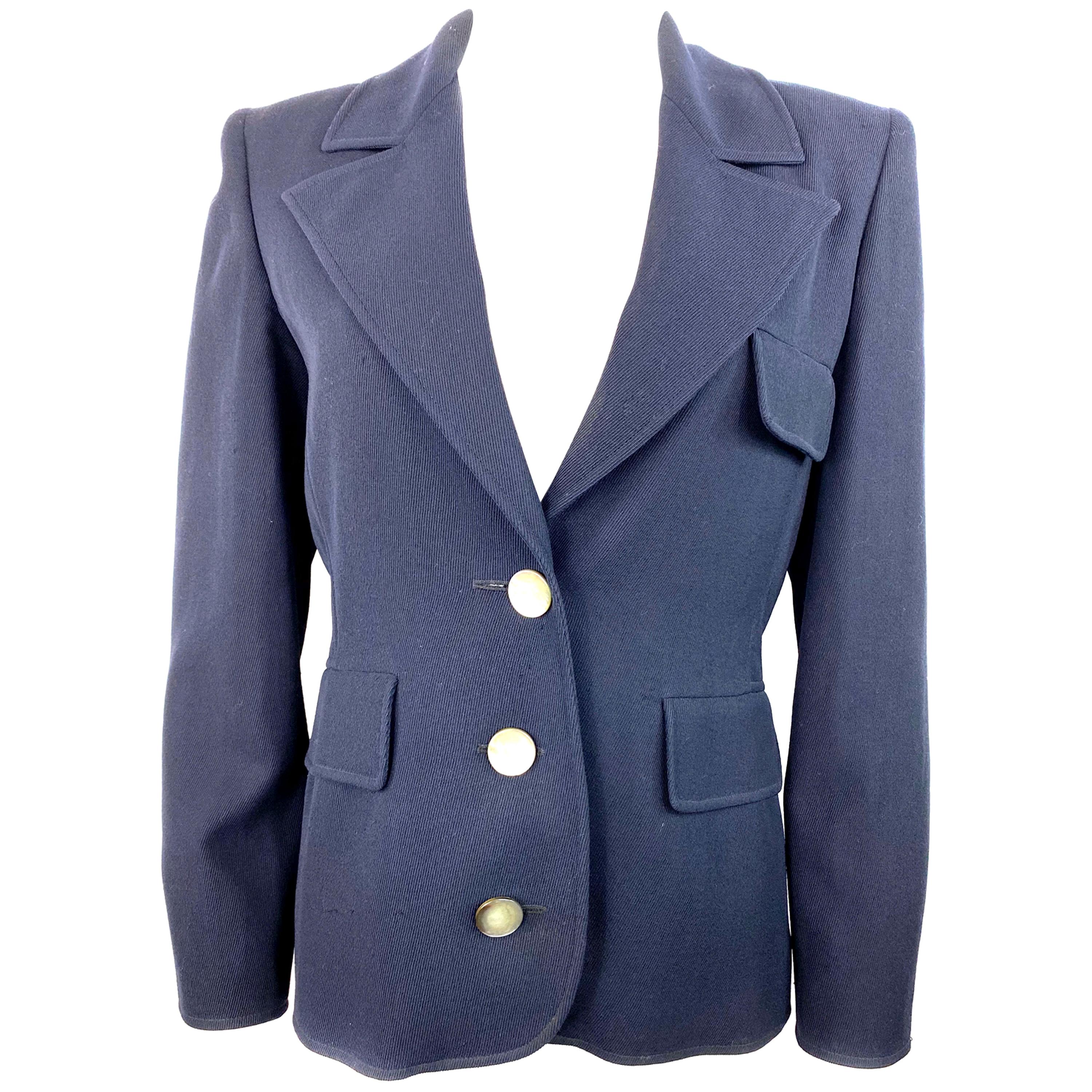 Valentino Boutique Navy Blazer Jacket Size 6 For Sale