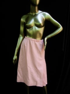 VALENTINO Boutique Pale Pink Wool Pleated Skirt c 1970s