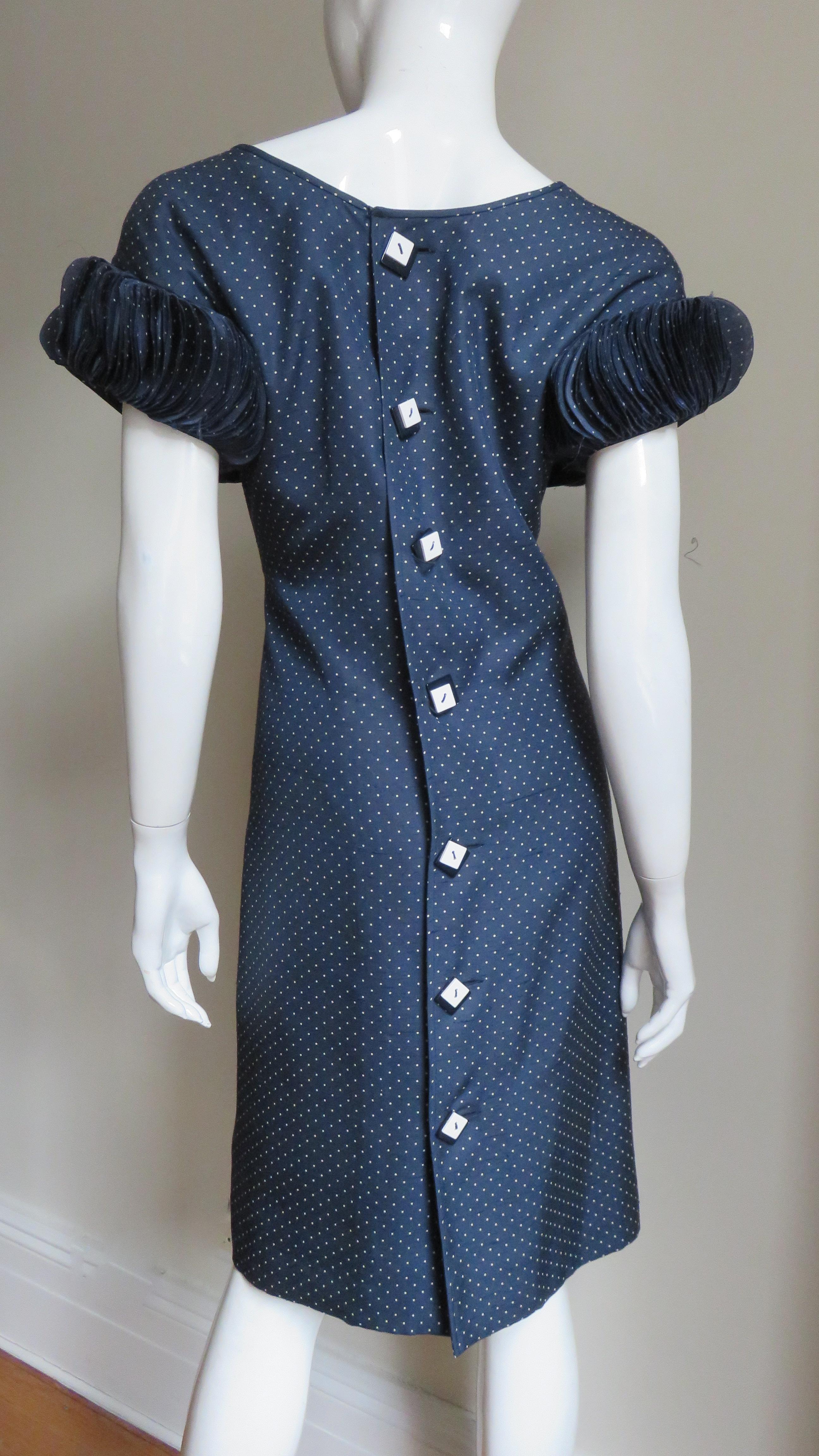 Valentino Boutique Disc Sleeve Silk Dress 1980s For Sale 5