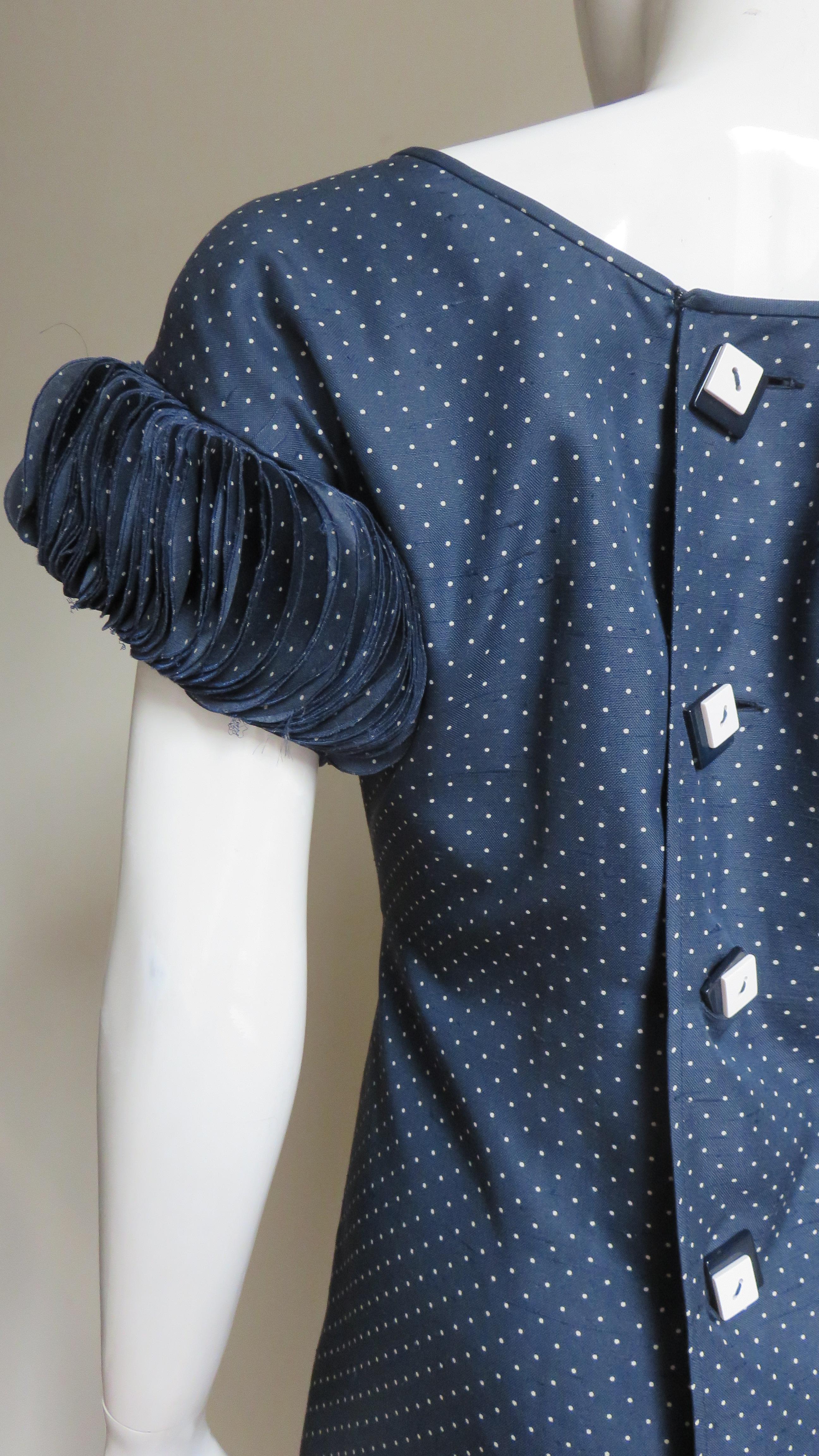 Valentino Boutique Disc Sleeve Silk Dress 1980s For Sale 8