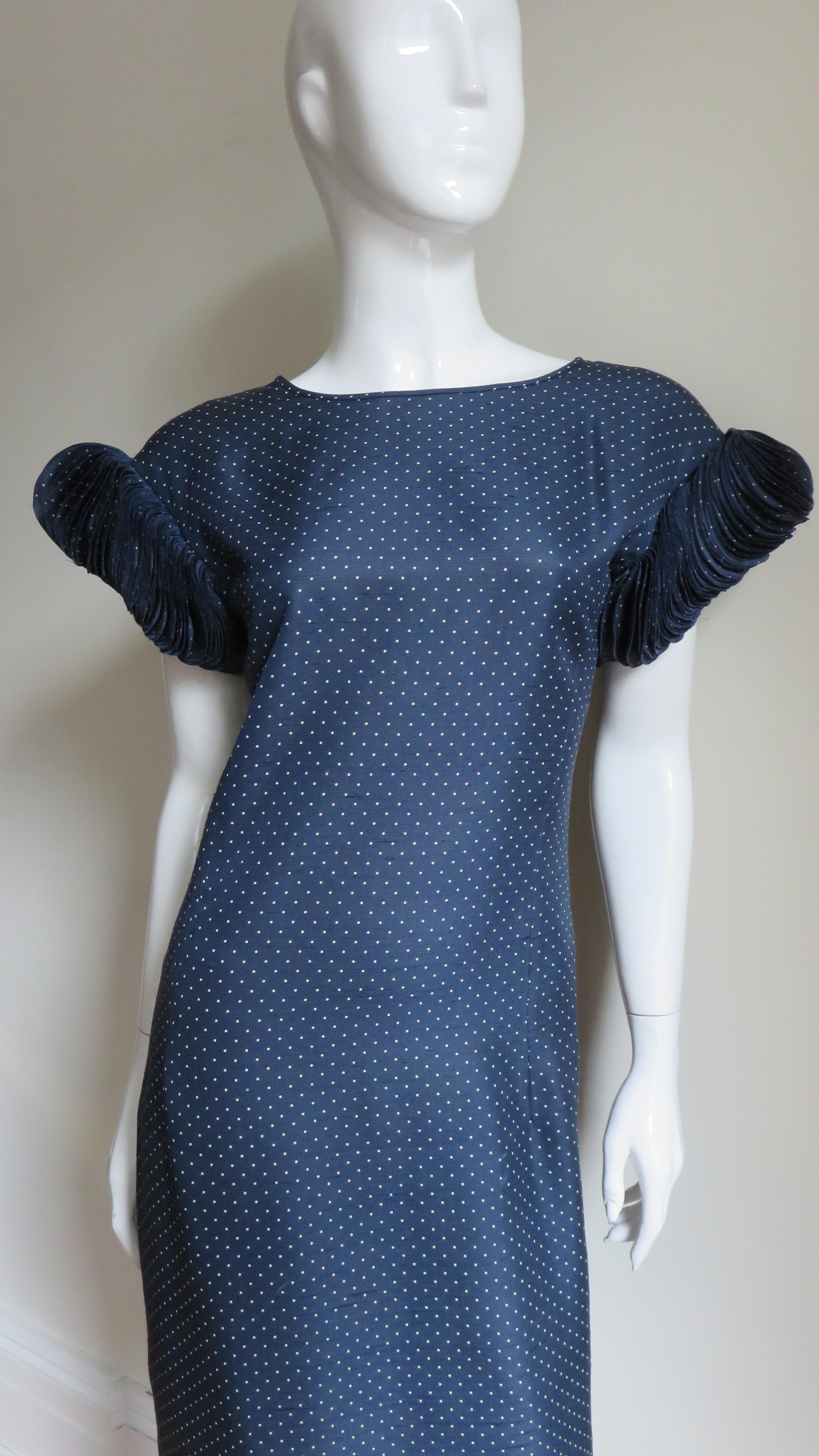 Purple Valentino Boutique Disc Sleeve Silk Dress 1980s For Sale