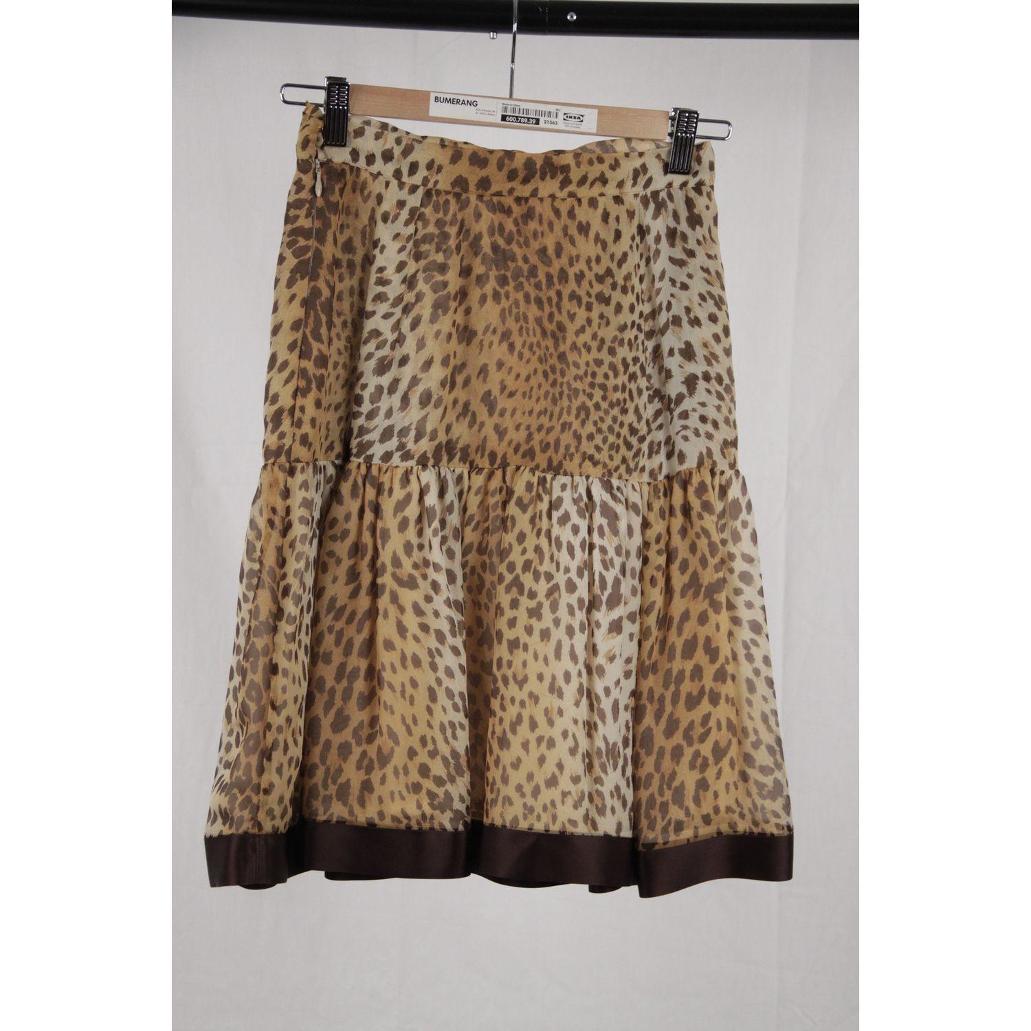 Women's Valentino Boutique Vintage Animal Print Silky Peplum Skirt A Line Size 6