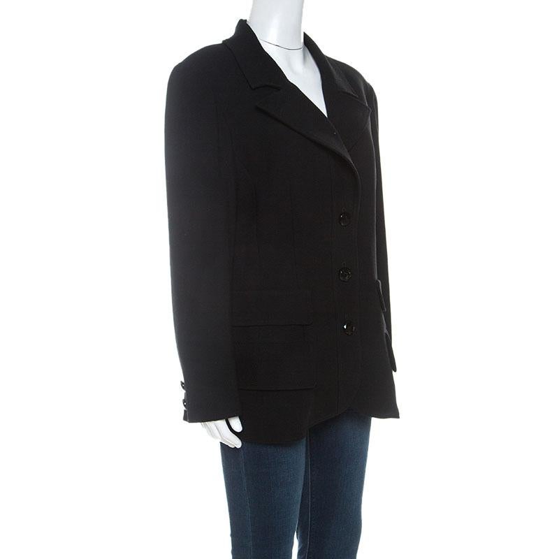 Valentino Boutique Vintage Black Blazer XL In Good Condition For Sale In Dubai, Al Qouz 2