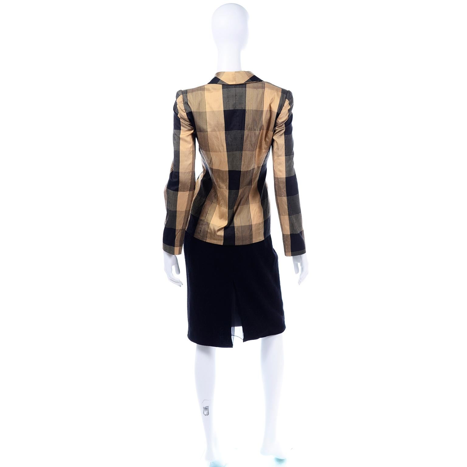 Women's Valentino Boutique Vintage Black Boucle Skirt Suit With 2 Blazers Solid & Plaid For Sale