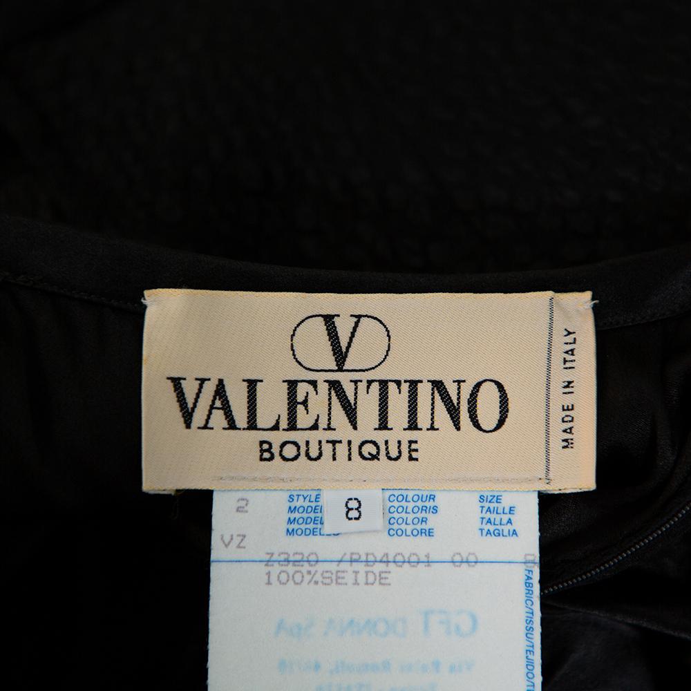 Women's Valentino Boutique Vintage Black Textured Silk & Satin Tie Detail Sleeveless Max