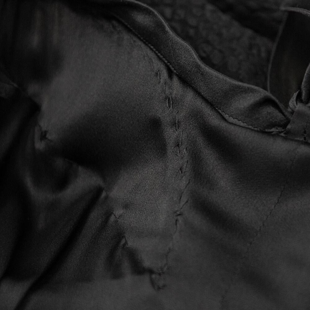 Valentino Boutique Vintage Black Textured Silk & Satin Tie Detail Sleeveless Max 2