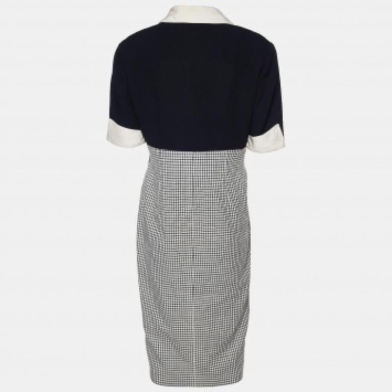 Valentino Boutique Vintage Black Wool Midi Dress XL For Sale 2
