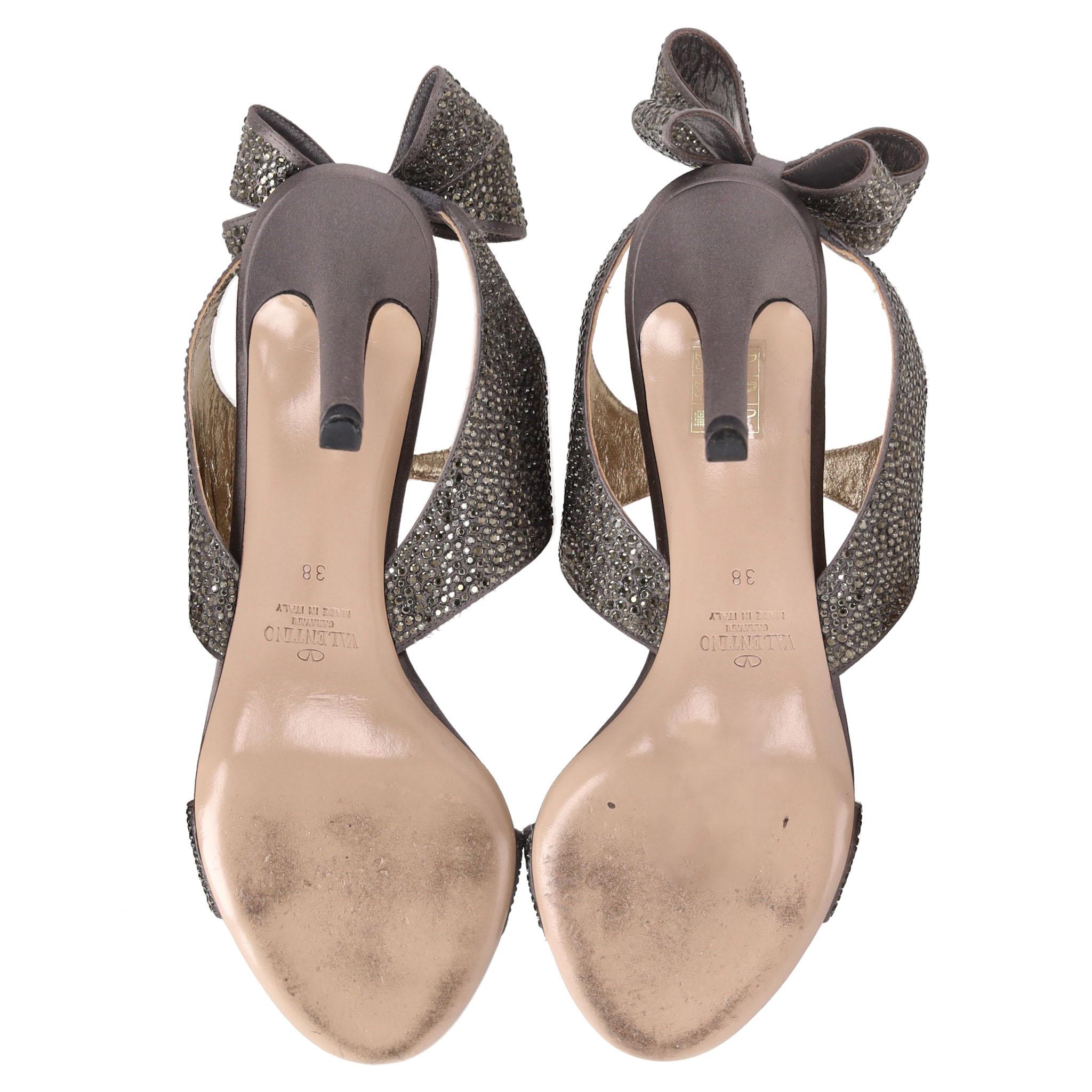 Valentino Bow Detail Crystal Sandals For Sale 1