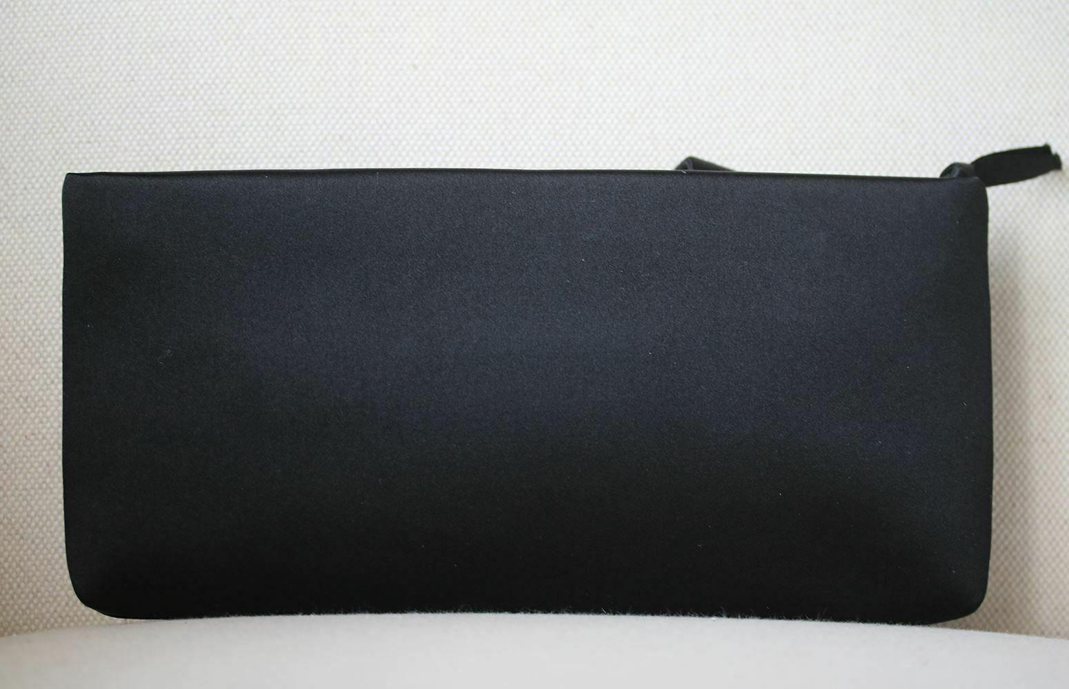 Black Valentino Bow Silk Satin Clutch Bag