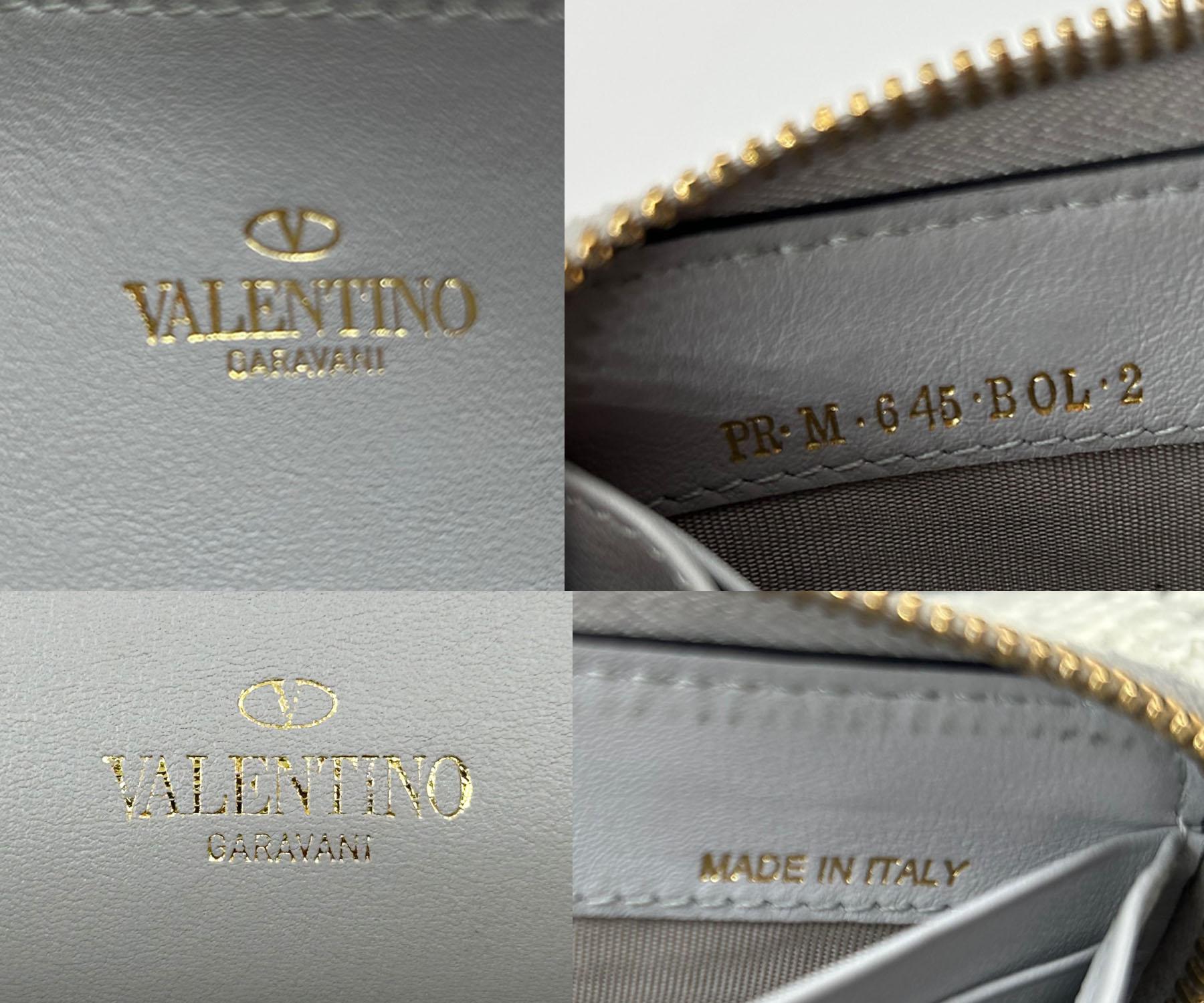 Valentino Brand New Grey Continental Rockstud Zipped Long Wallet For Sale 1