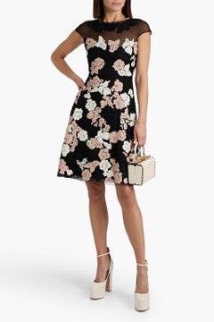 VALENTINO Breathtaking Black Floral Tulle & Lace Dress Gown XS