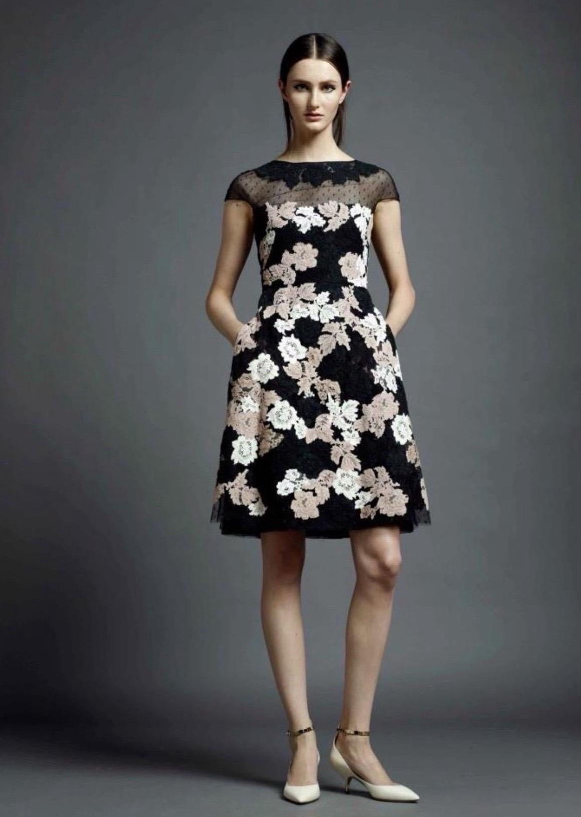 VALENTINO Breathtaking Black Floral Tulle & Lace Dress Gown XS For Sale 9