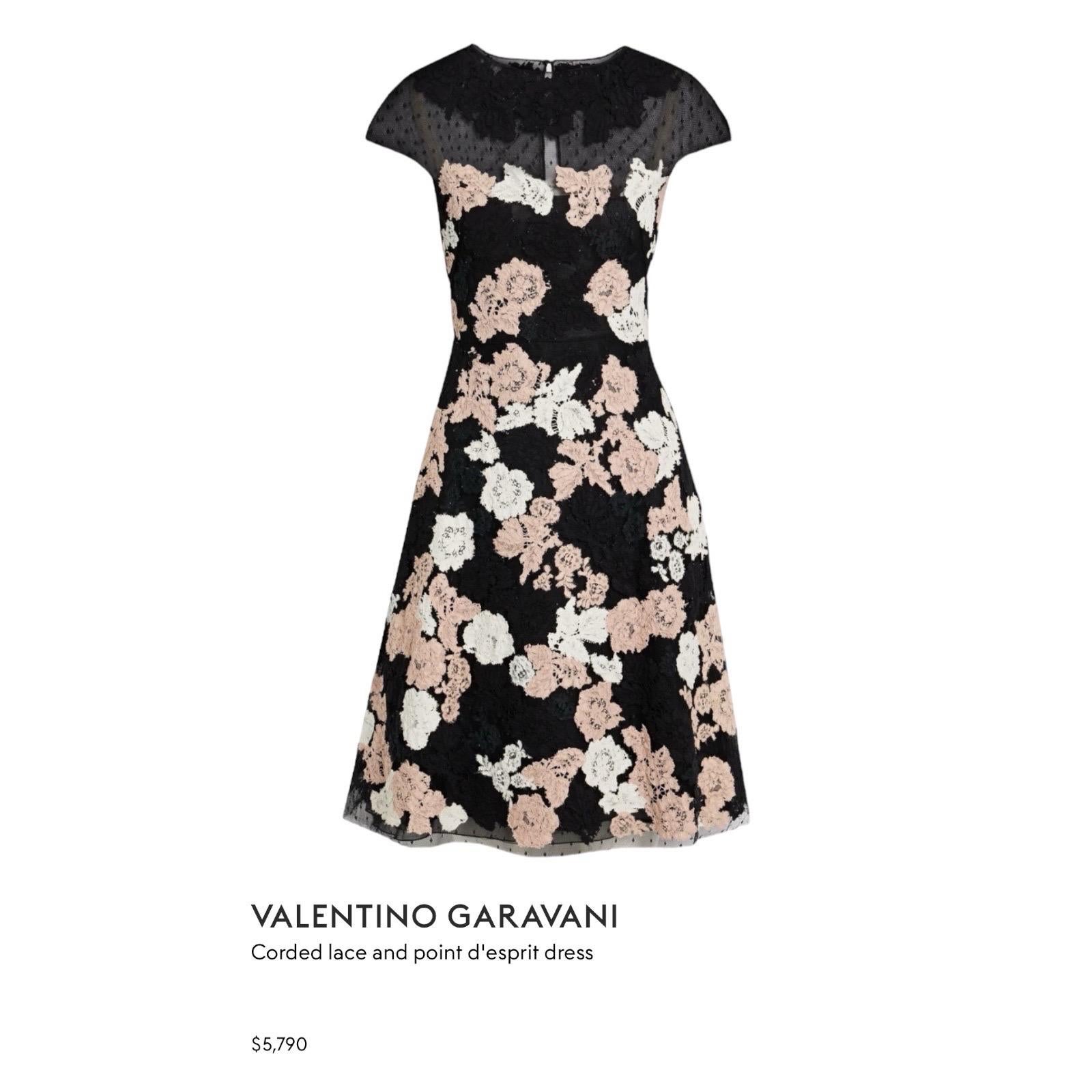 VALENTINO Breathtaking Black Floral Tulle & Lace Dress Gown XS For Sale 7