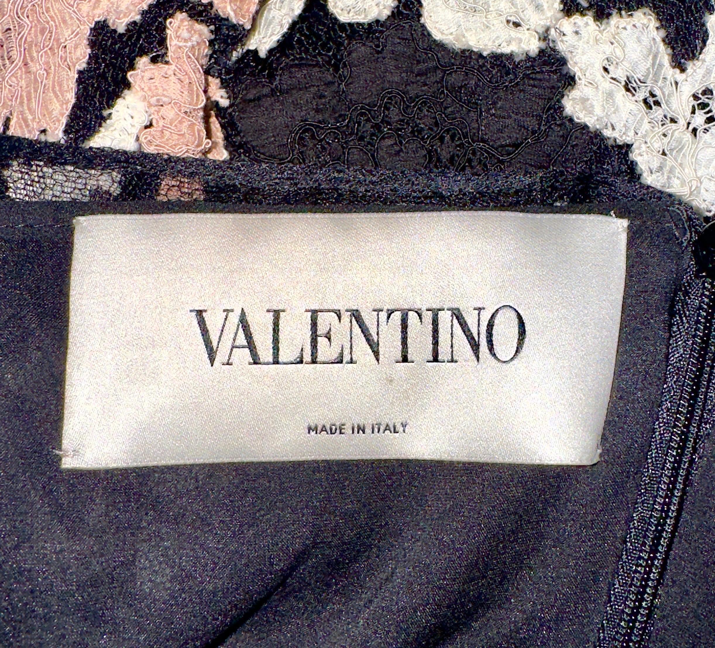 VALENTINO Breathtaking Black Floral Tulle & Lace Dress Gown XS For Sale 5