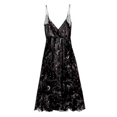 UNWORN  Breathtaking VALENTINO Black Glitter-Embellished Silk Dress Gown 42