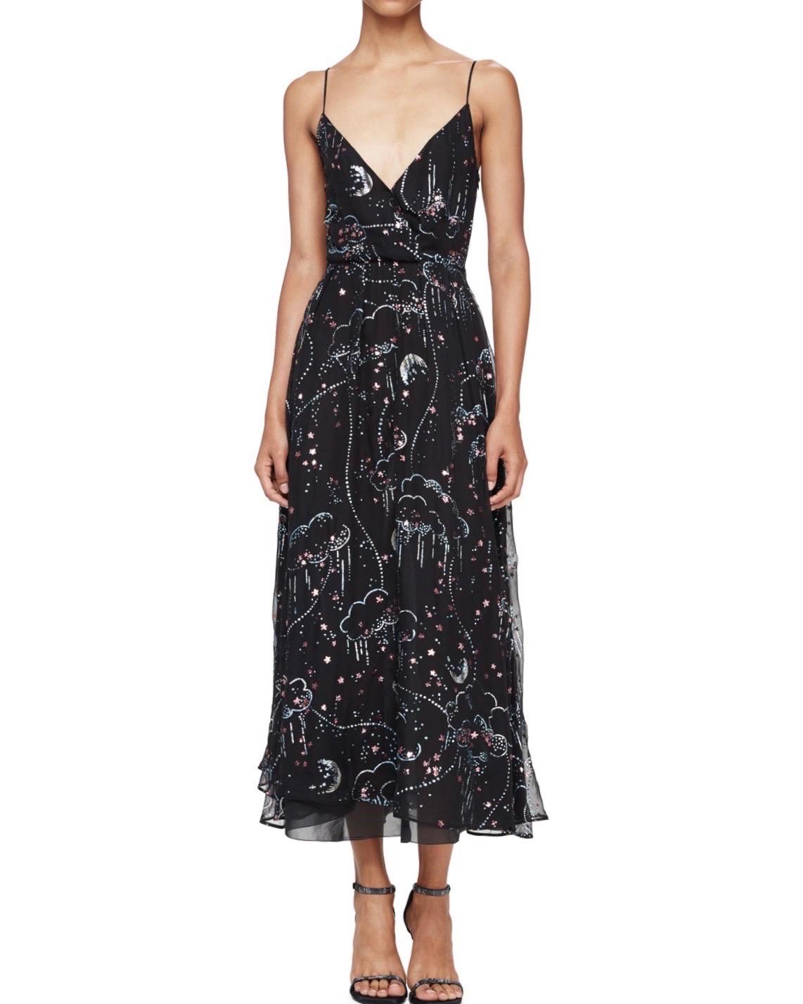 UNWORN  Breathtaking VALENTINO Black Glitter-Embellished Silk Dress Gown 42 For Sale 2