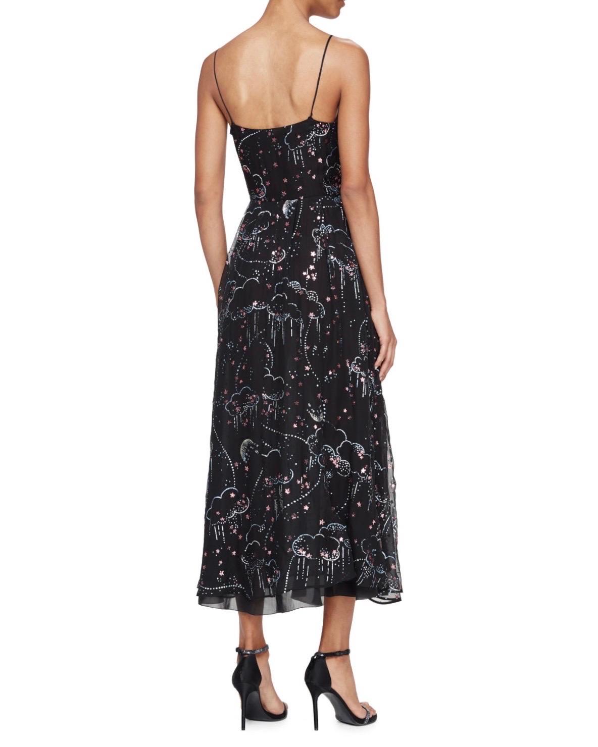 UNWORN  Breathtaking VALENTINO Black Glitter-Embellished Silk Dress Gown 42 For Sale 3