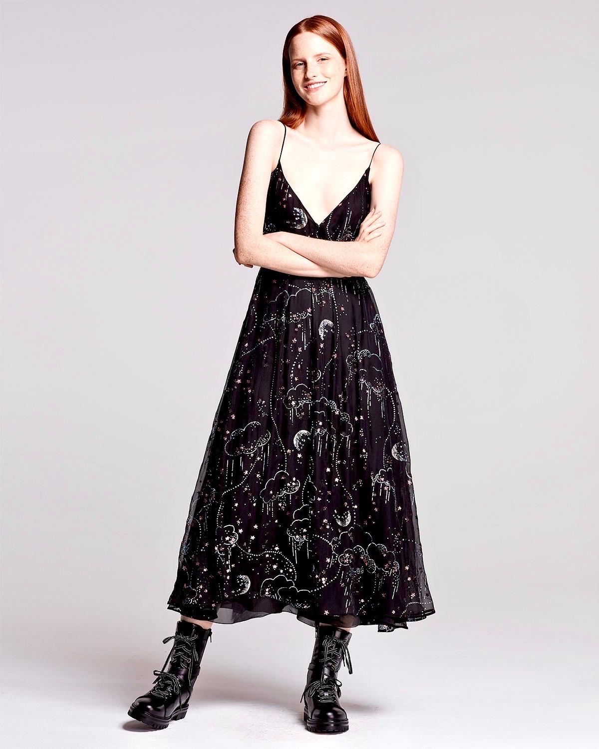 UNWORN  Breathtaking VALENTINO Black Glitter-Embellished Silk Dress Gown 42 For Sale 4