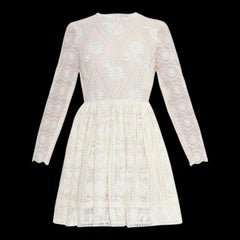 VALENTINO Breathtaking Cream Bridal Eyelet Long Sleeve Embroidered Dress 40