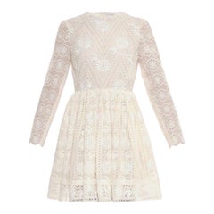 VALENTINO Breathtaking Cream Bridal Eyelet Long Sleeve Embroidered Dress 40