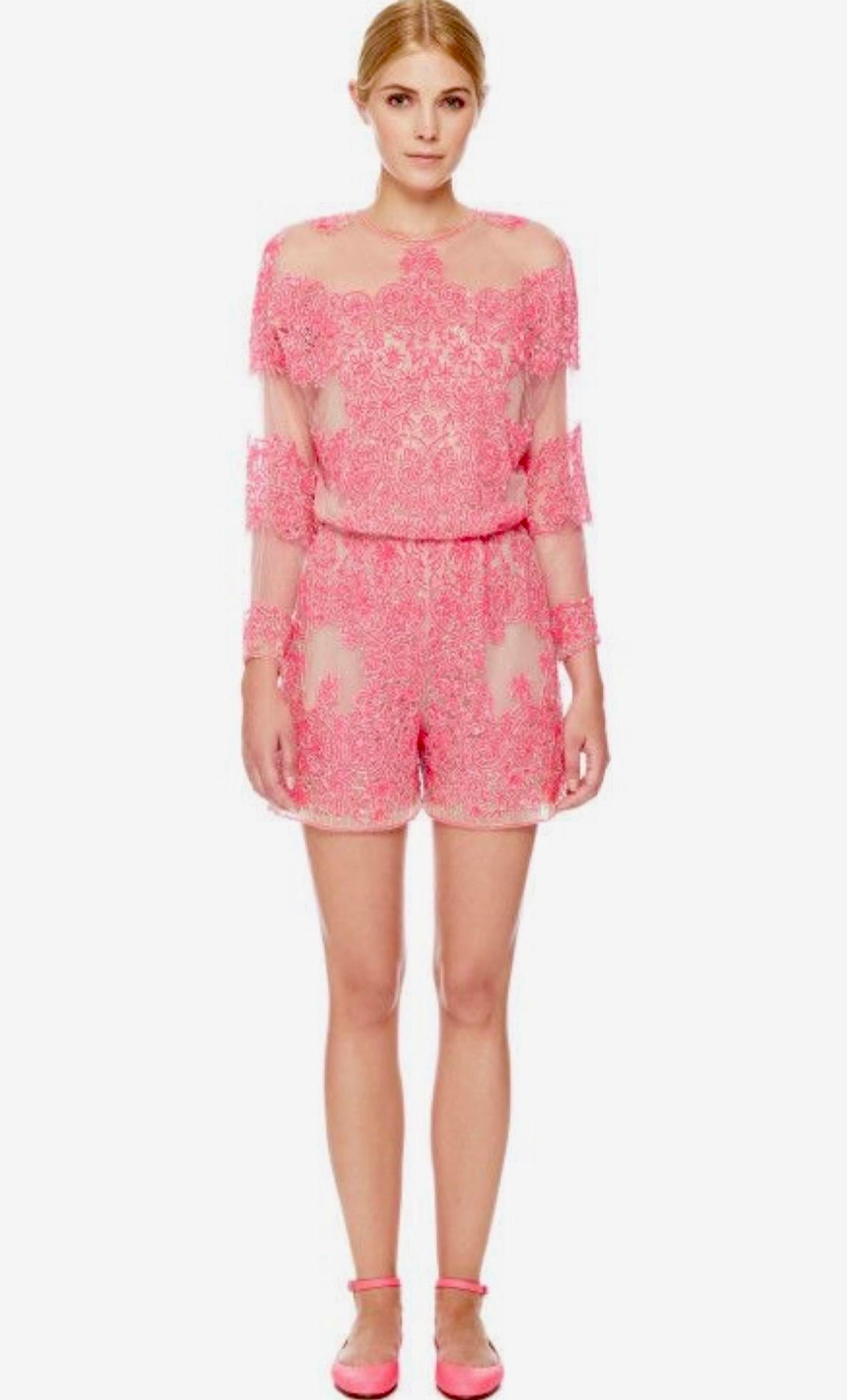 VALENTINO Impresionante mono de tul bordado a mano Romper Playsuit 4 XS en venta 9