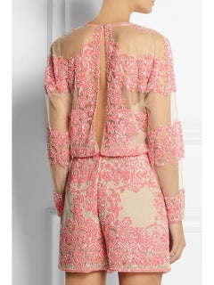 VALENTINO Breathtaking Hand-Embroidered Tulle Jumpsuit Romper Playsuit 4 XS
